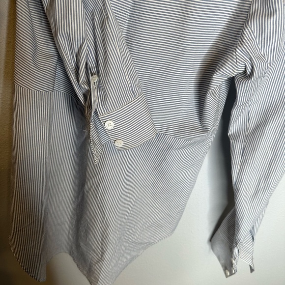 Veronica Beard Navy and White Striped Button Down Shirt - Picture 9 of 9